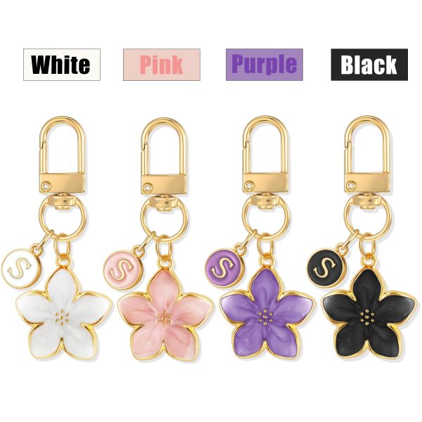 Cute Flower Initial Letter Keychain for Women, Flower Charms, Bag & Purse Charms for Handbags & Backpacks Accessories